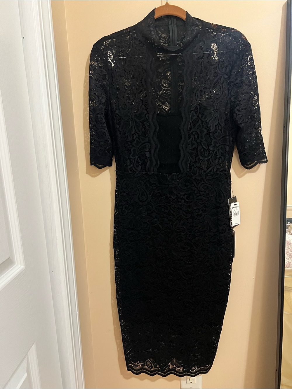 Express Black Lace Midi Dress
